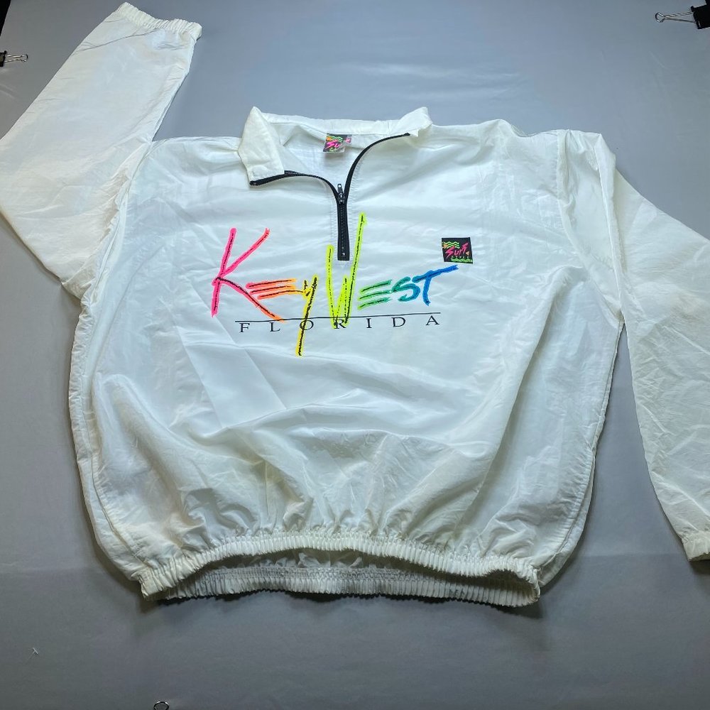 Vintage Surf Style OS Windbreaker Jacket Key West White